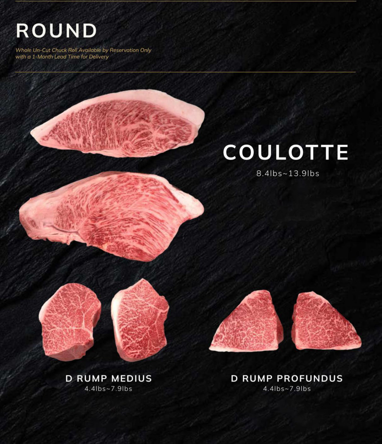 Nagano Premium A5 Wagyu Beef Culotte Rump Block 6~9LB